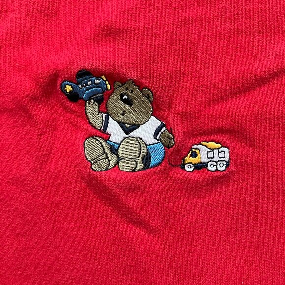 Carter’s Classic Red Baby Romper 6-9M | Sleeveless Bear & Truck Embroidery VGUC - Picture 3 of 15